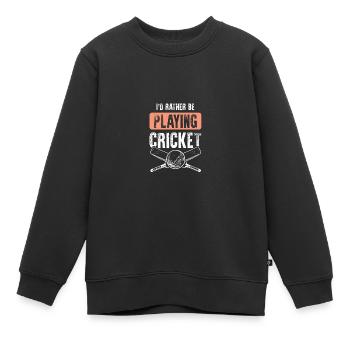 Jouer au cricket - Sweat Premium enfant bio - noir - Devant - AI Model Kid Female (0cm)