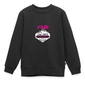 Bible verse Faith Mountains - Kids Premium Organic Sweatshirt - black - Front - AI Model Kid Female (0cm)