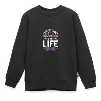 No life without snowboarding - Kids Premium Organic Sweatshirt - black - Front - AI Model Kid Female (0cm)