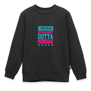 trucker straight outta - Kinder Premium Organic Sweatshirt - Schwarz - Vorne - AI Model Kid Female (0cm)