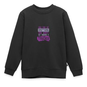 Dicton de camionneur - Sweat Premium enfant bio - noir - Devant - AI Model Kid Female (0cm)