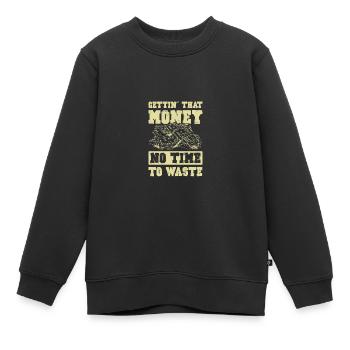 Obtenir de l’argent - Sweat Premium enfant bio - noir - Devant - AI Model Kid Female (0cm)