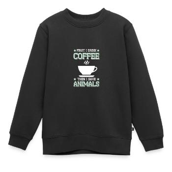 Café Bien-être animal - Sweat Premium enfant bio - noir - Devant - AI Model Kid Female (0cm)