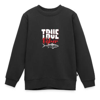 Treuer Fischer Angeln Spruch - Kinder Premium Organic Sweatshirt - Schwarz - Vorne - AI Model Kid Female (0cm)