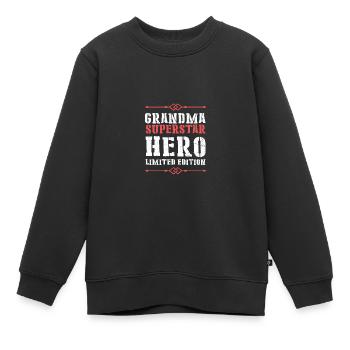 Beste Oma Heldin Spruch - Kinder Premium Organic Sweatshirt - Schwarz - Vorne - AI Model Kid Female (0cm)
