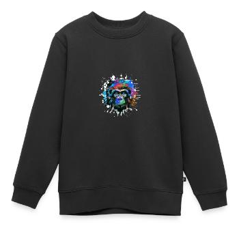 Portrait De Tête De Singe Coloré - Sweat Premium enfant bio - noir - Devant - AI Model Kid Female (0cm)