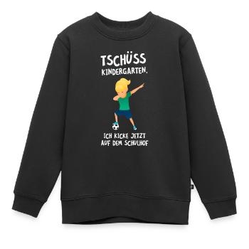 Tschüss Kindergarten - Einschulung Fußball Kicken - Kinder Premium Organic Sweatshirt - Schwarz - Vorne - AI Model Kid Female (0cm)