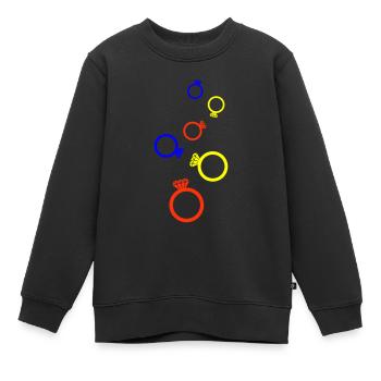 Eheringe Bunt - Kinder Premium Organic Sweatshirt - Schwarz - Vorne - AI Model Kid Female (0cm)