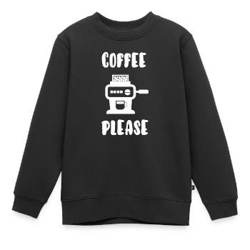 Kaffee bitte - Kinder Premium Organic Sweatshirt - Schwarz - Vorne - AI Model Kid Female (0cm)