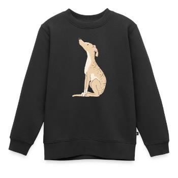 Brindle lévrier - Sweat Premium enfant bio - noir - Devant - AI Model Kid Female (0cm)