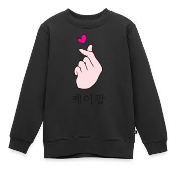 K-Pop Shirt | KPop Hand Symbol Cute Korean Music - Kinder Premium Organic Sweatshirt - Schwarz - Vorne - AI Model Kid Female (0cm)