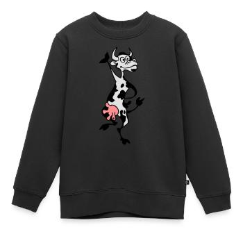 Crazy Cow - Sweat Premium enfant bio - noir - Devant - AI Model Kid Female (0cm)