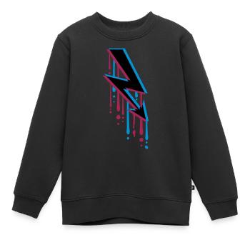 tropfen graffiti 3d elektrisch blitz strom energie - Kinder Premium Organic Sweatshirt - Schwarz - Vorne - AI Model Kid Female (0cm)