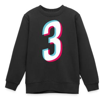 3 - NUMMER 3 - Zahl 3 Trikotnummer Tiktok Style - Kinder Premium Organic Sweatshirt - Schwarz - Vorne - AI Model Kid Female (0cm)