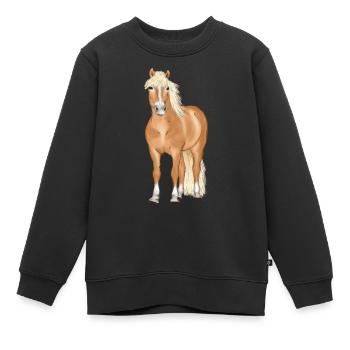 blonder Haflinger - Kinder Premium Organic Sweatshirt - Schwarz - Vorne - AI Model Kid Female (0cm)