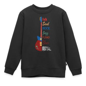 meine Gitarre, ich mag Noten und Musik - Kinder Premium Organic Sweatshirt - Schwarz - Vorne - AI Model Kid Female (0cm)