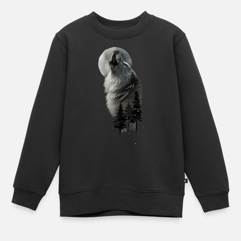 Wolv - Sweat Premium enfant bio - noir