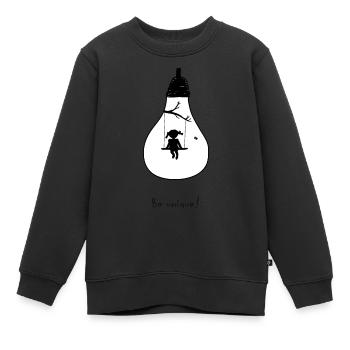 être unique - Sweat Premium enfant bio - noir - Devant - AI Model Kid Female (0cm)