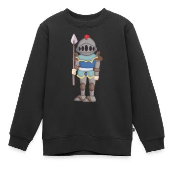 Wächter in mittelalterlicher Rüstung - Kinder Premium Organic Sweatshirt - Schwarz - Vorne - AI Model Kid Female (0cm)