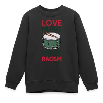 Amour Musique Haine Racisme - Sweat Premium enfant bio - noir - Devant - AI Model Kid Female (0cm)