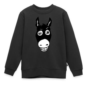 Âne noir souriant - Sweat Premium enfant bio - noir - Devant - AI Model Kid Female (0cm)