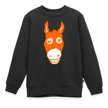 Orange âne souriant - Sweat Premium enfant bio - noir - Devant - AI Model Kid Female (0cm)