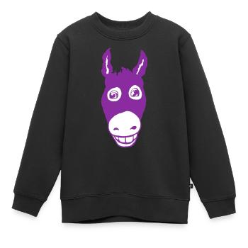 Âne souriant violet - Sweat Premium enfant bio - noir - Devant - AI Model Kid Female (0cm)