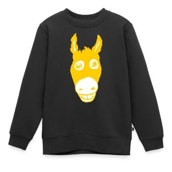 Jaune âne souriant - Sweat Premium enfant bio - noir - Devant - AI Model Kid Female (0cm)