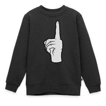 Finger zeigt nach oben - Kinder Premium Organic Sweatshirt - Schwarz - Vorne - AI Model Kid Female (0cm)