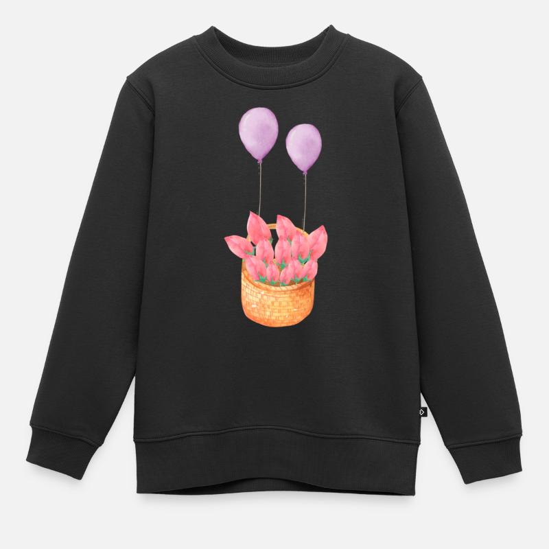 Corbeille de fleurs - Sweat Premium enfant bio - noir