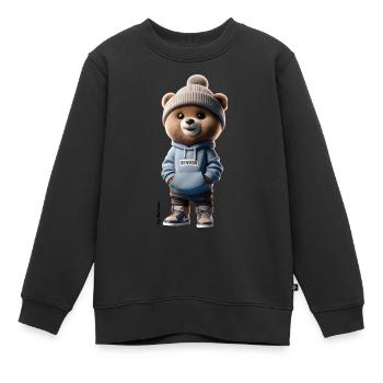 Baer mit Hoodie - Kinder Premium Organic Sweatshirt - Schwarz - Vorne - AI Model Kid Female (0cm)