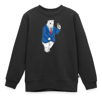Ours polaire marié Alliance Bague de mariage - Sweat Premium enfant bio - noir - Devant - AI Model Kid Female (0cm)