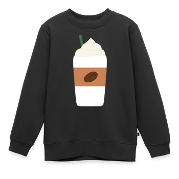 café latte - Sweat Premium enfant bio - noir - Devant - AI Model Kid Female (0cm)