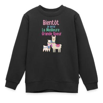 Bientôt je serai La Meilleure Grande Soeur - Sweat Premium enfant bio - noir - Devant - AI Model Kid Female (0cm)
