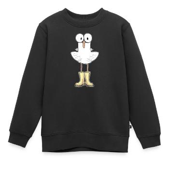 Möwe mit Gummistiefel - Das perfekte Gesche Lustig - Kinder Premium Organic Sweatshirt - Schwarz - Vorne - AI Model Kid Female (0cm)