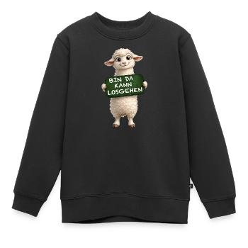 Mutiges Lamm Schildmotiv - Kinder Premium Organic Sweatshirt - Schwarz - Vorne - AI Model Kid Female (0cm)