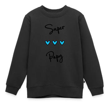SUPER PAPY. PAPY. FÊTE DES PÈRES. BONNE FÊTE PAPY. - Sweat Premium enfant bio - noir - Devant - AI Model Kid Female (0cm)