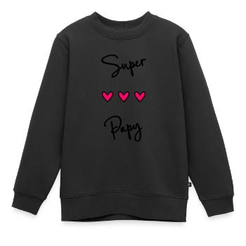 PAPY. SUPER PAPY. FÊTE DES PÈRES. BONNE FÊTE PAPY. - Sweat Premium enfant bio - noir - Devant - AI Model Kid Female (0cm)