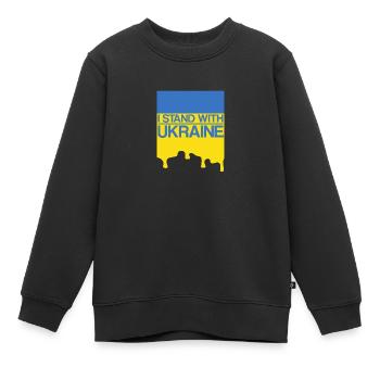 Ich stehe an der Seite der Ukraine mit der Unterstützung der Ukraine Ukrain - Kinder Premium Organic Sweatshirt - Schwarz - Vorne - AI Model Kid Female (0cm)