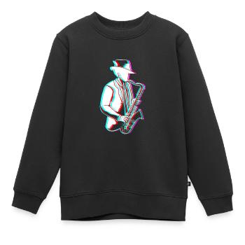 Saxophoniste saxophoniste - Sweat Premium enfant bio - noir - Devant - AI Model Kid Female (0cm)
