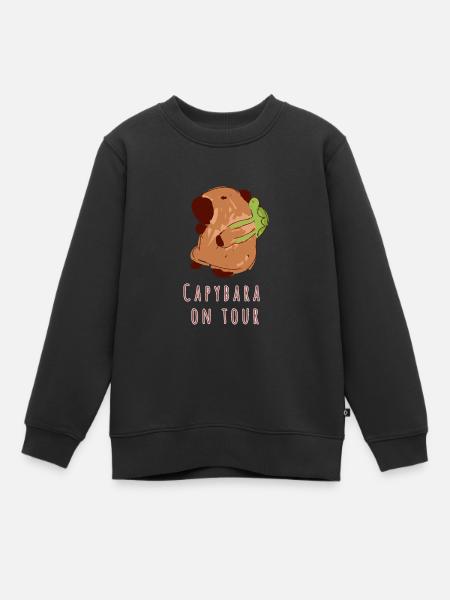 Capybara,Rucksack,Schildkröte,on tour - Kinder Premium Organic Sweatshirt - Schwarz