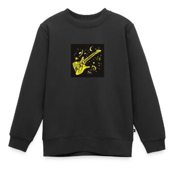 Guitare - Sweat Premium enfant bio - noir - Devant - AI Model Kid Female (0cm)