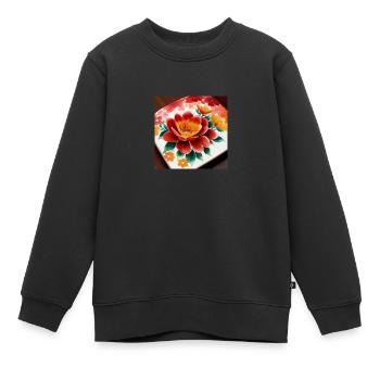 Floraison vibrante au coin du feu - Sweat Premium enfant bio - noir - Devant - AI Model Kid Female (0cm)