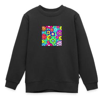 Flower Collage - Kinder Premium Organic Sweatshirt - Schwarz - Vorne - AI Model Kid Female (0cm)