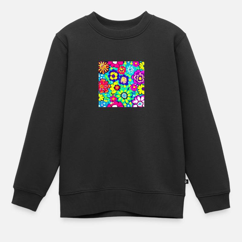 Flower Collage - Kinder Premium Organic Sweatshirt - Schwarz