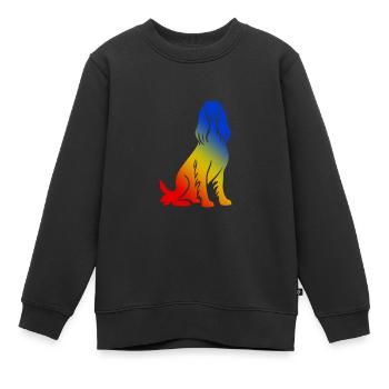 Chien Courant Afghan Coloré - Sweat Premium enfant bio - noir - Devant - AI Model Kid Female (0cm)