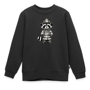 Feuerwehr Waschbär - Kinder Premium Organic Sweatshirt - Schwarz - Vorne - AI Model Kid Female (0cm)