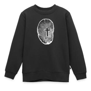 Fingerabdruck Kreuz Christlich Katholisch Symbol - Kinder Premium Organic Sweatshirt - Schwarz - Vorne - AI Model Kid Female (0cm)