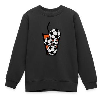 Glasdrinkglas trinken Fußballfußball - Kinder Premium Organic Sweatshirt - Schwarz - Vorne - AI Model Kid Female (0cm)
