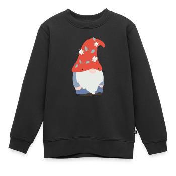 Nain de jardin doux - Sweat Premium enfant bio - noir - Devant - AI Model Kid Female (0cm)